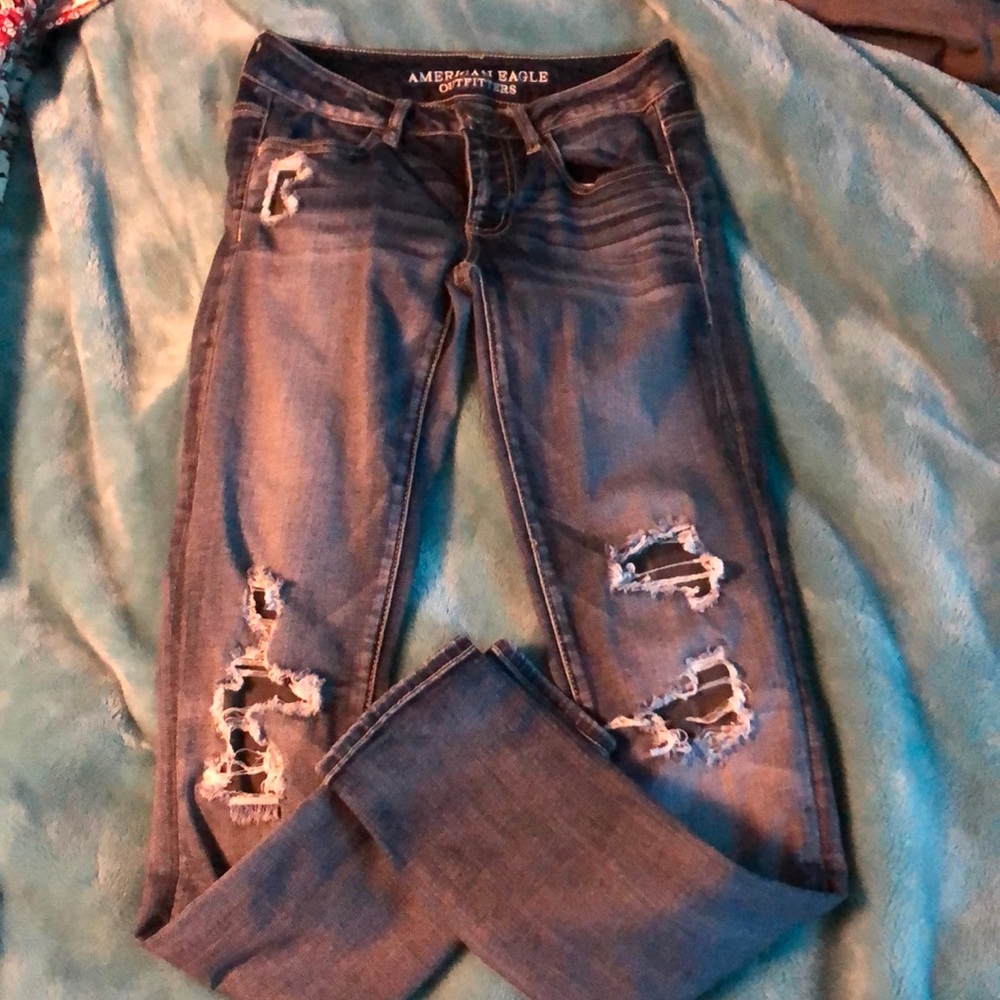Ripped jeggings with patches! Worn a few times!
